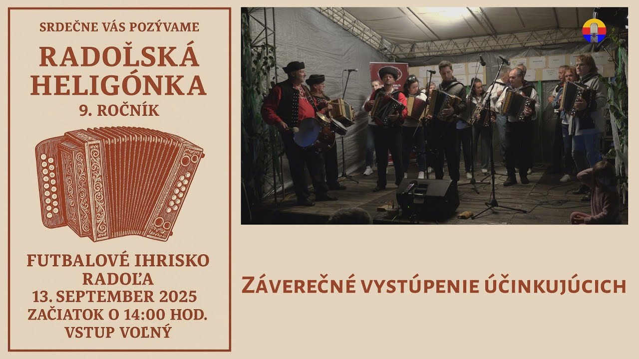 Radoľa 13. 9. 2025: Radoľská heligónka, 9. r. — Záverečné vystúpenie účinkujúcich.