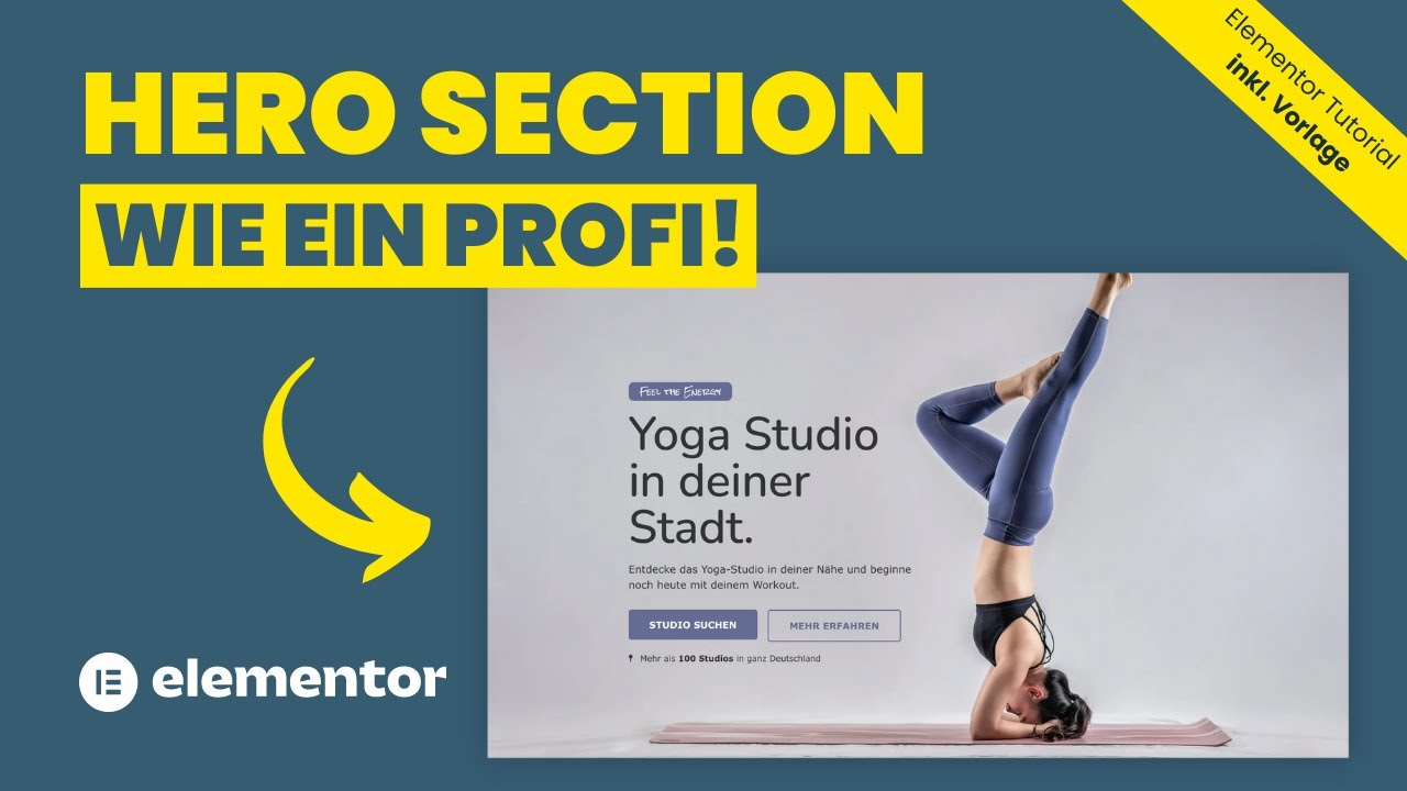 Elementor Tutorial (2023) // Hero Section mit Flexbox Container erstellen