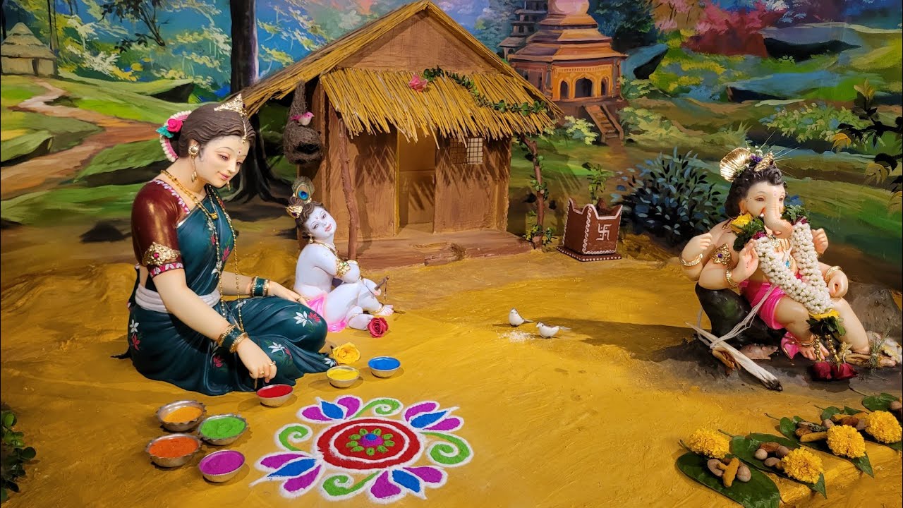 PART - 3 Ganpati Decoration 2024 , Dilip Chaudhari at Kamtghar Bhiwandi - 421302 Krishna, Yashodha