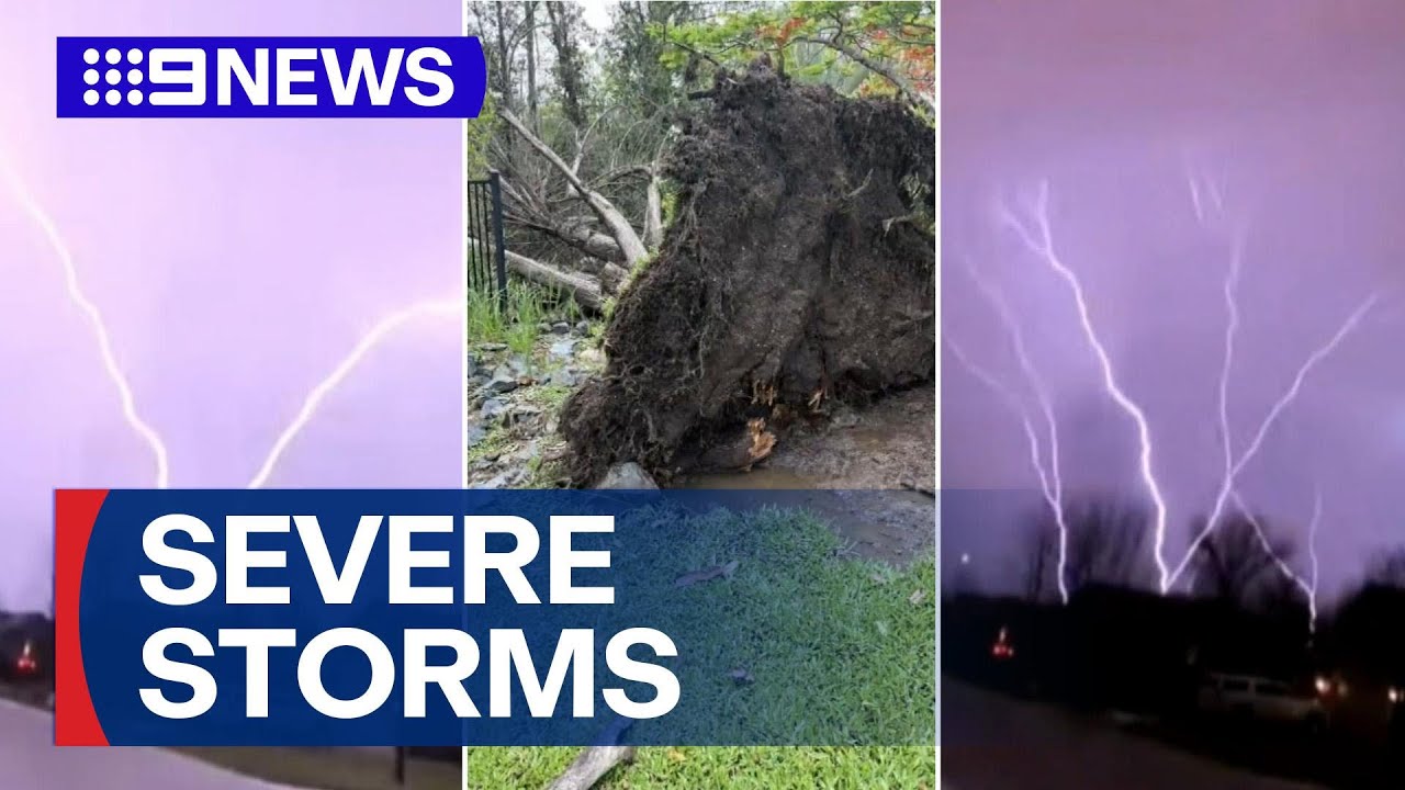 Another wild night as Queensland savaged by storms | 9 News Australia