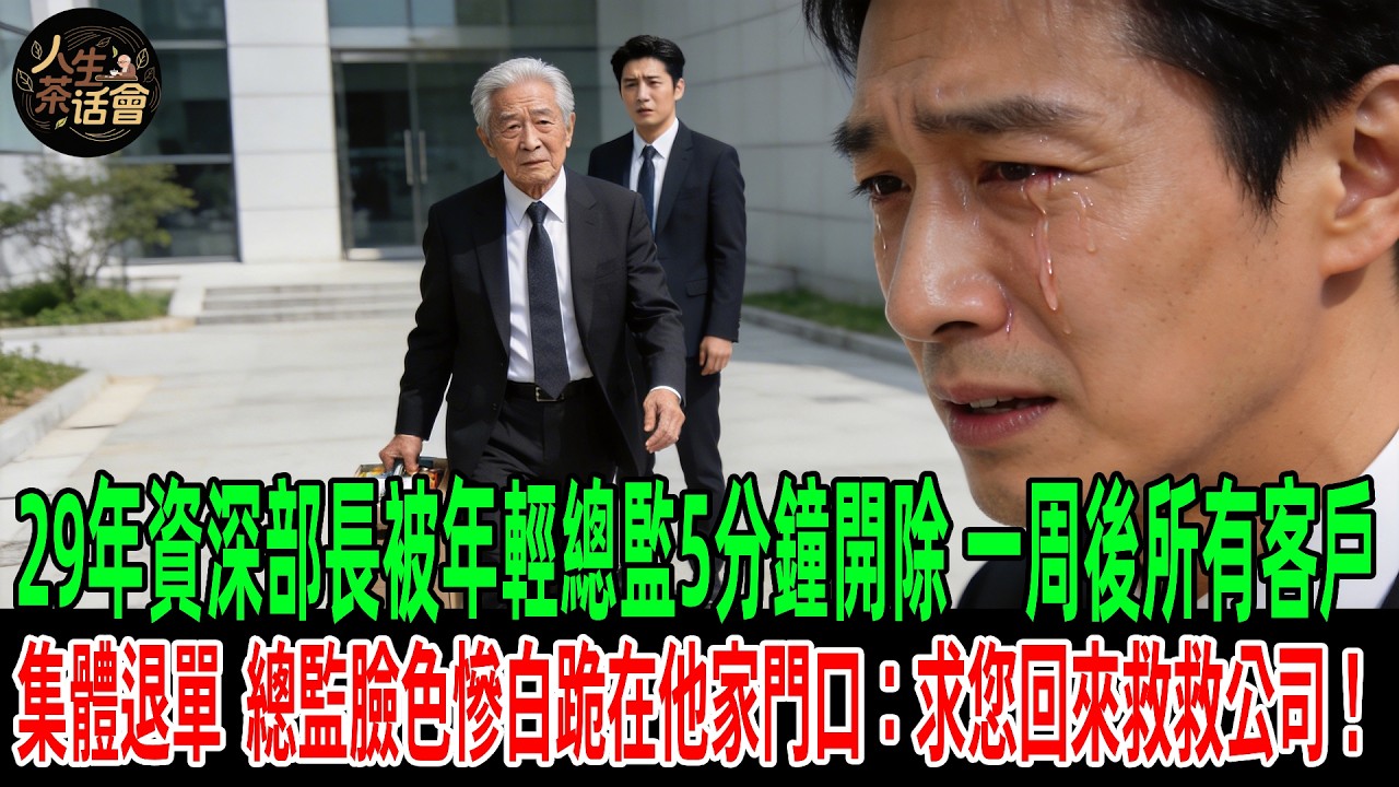 29年資深部長被年輕總監5分鐘開除，一周後所有客戶集體退單，總監臉色慘白跪在他家門口：求您回來救救公司！【人生茶話會】#情感故事 #老年生活 #人生感悟 #情感共鸣 #感人壹幕#故事分享 #故事#原創