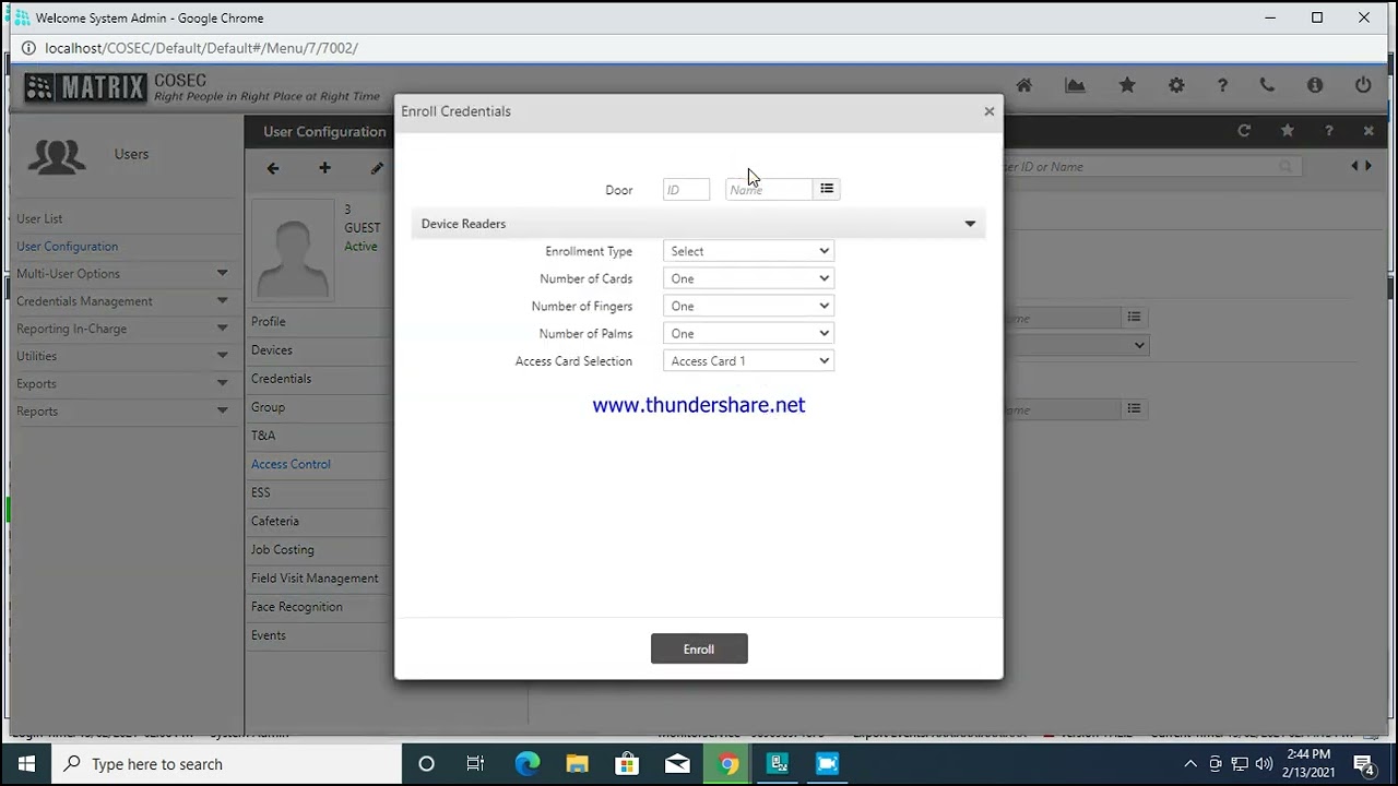 MATRIX cosec add card and user