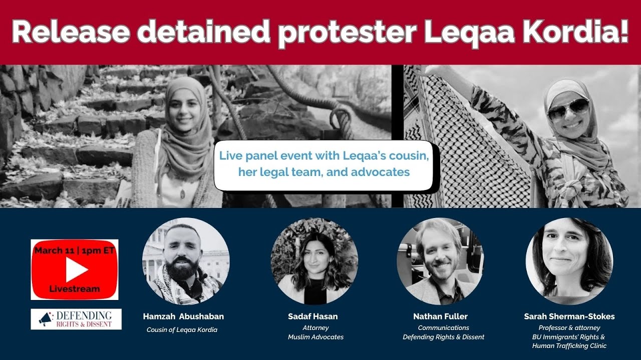 Free detained protester Leqaa Kordia! 📱