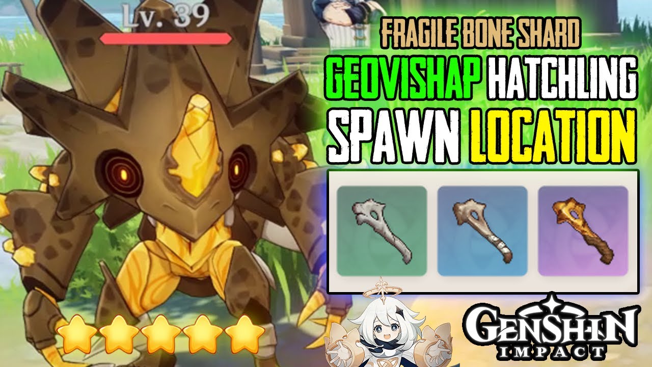HOW TO FIND GEOVISHAP HATCHLING LOCATIONS + FRAGILE BONE SHARD GENSHIN IMPACT LOCATIONS