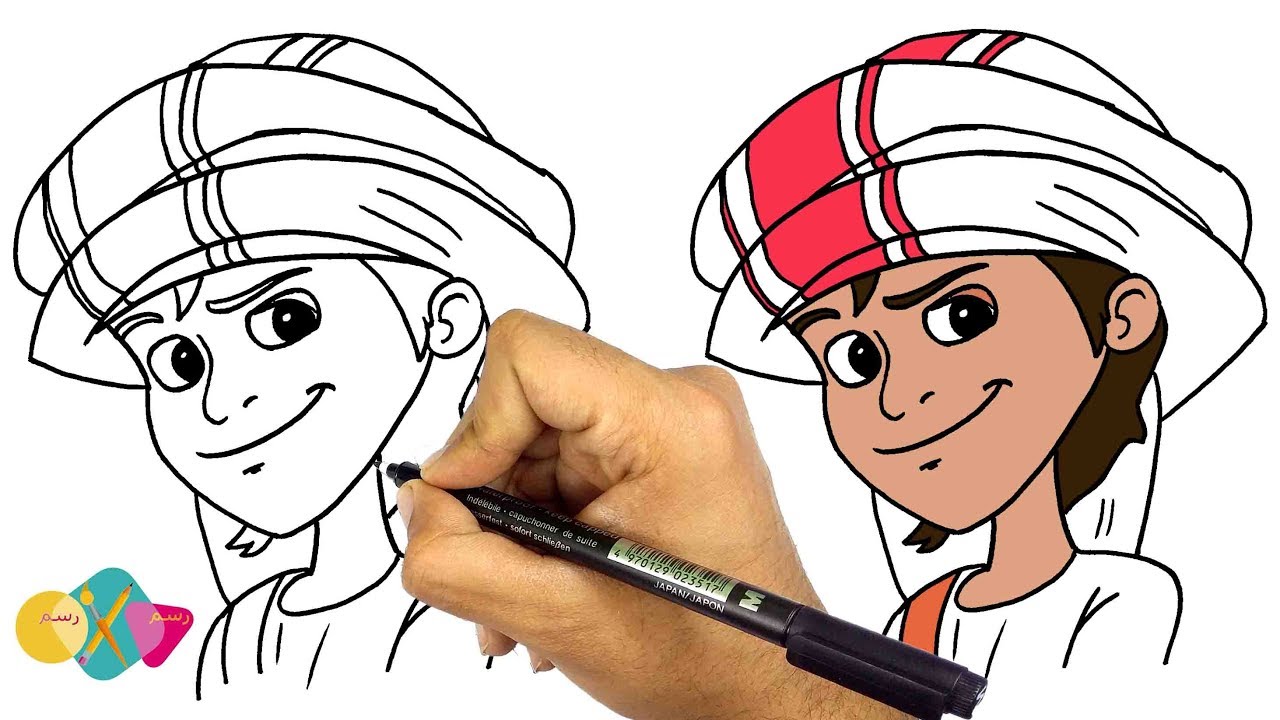 تعليم الرسم |  كيف ترسم منصور من كرتون منصور خطوة بخطوة للمبتدئين