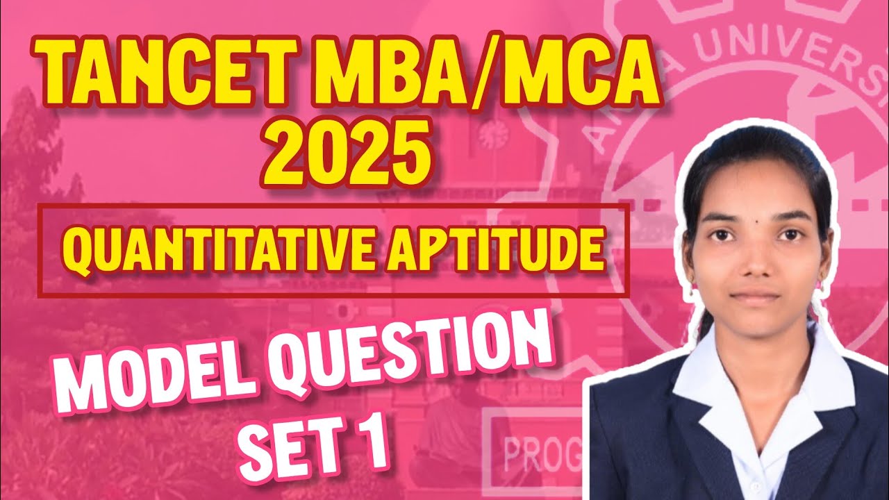 TANCET MBA 2025 | Quantitative Aptitude Section | Exam Model Questions in TAMIL #tancet2025 MCA TIPS