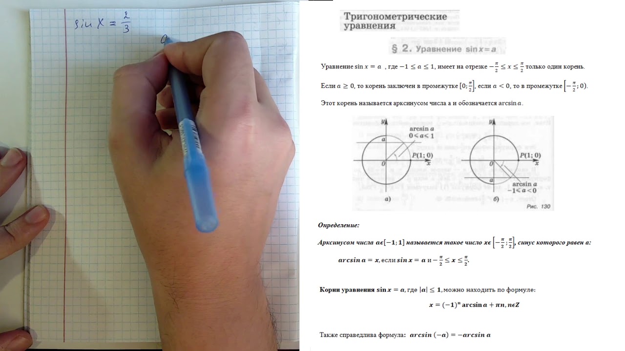 Уравнение sin x = a, формула, примеры решения.