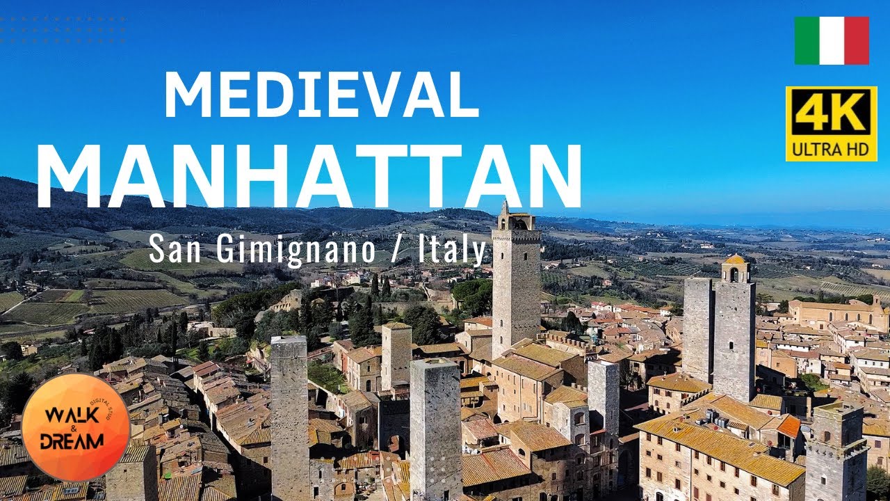 [San Gimignano] 4K Italy Walking Tour | The Italian Medieval Manhattan| Drone Footage