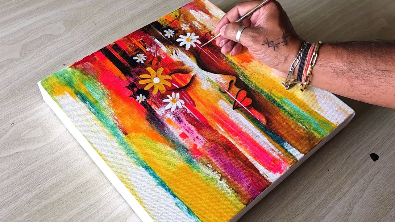Vibrant Abstract Face Painting / Satisfying / Acrylic Painting Technique 