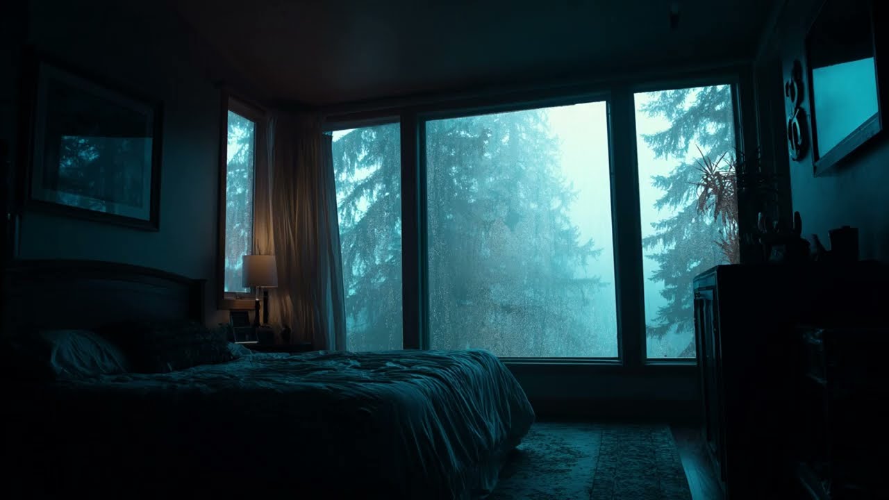 Romantic Rainy Night in a Forest Cabin - Cozy Bedroom Ambience for Couples and Dreamers
