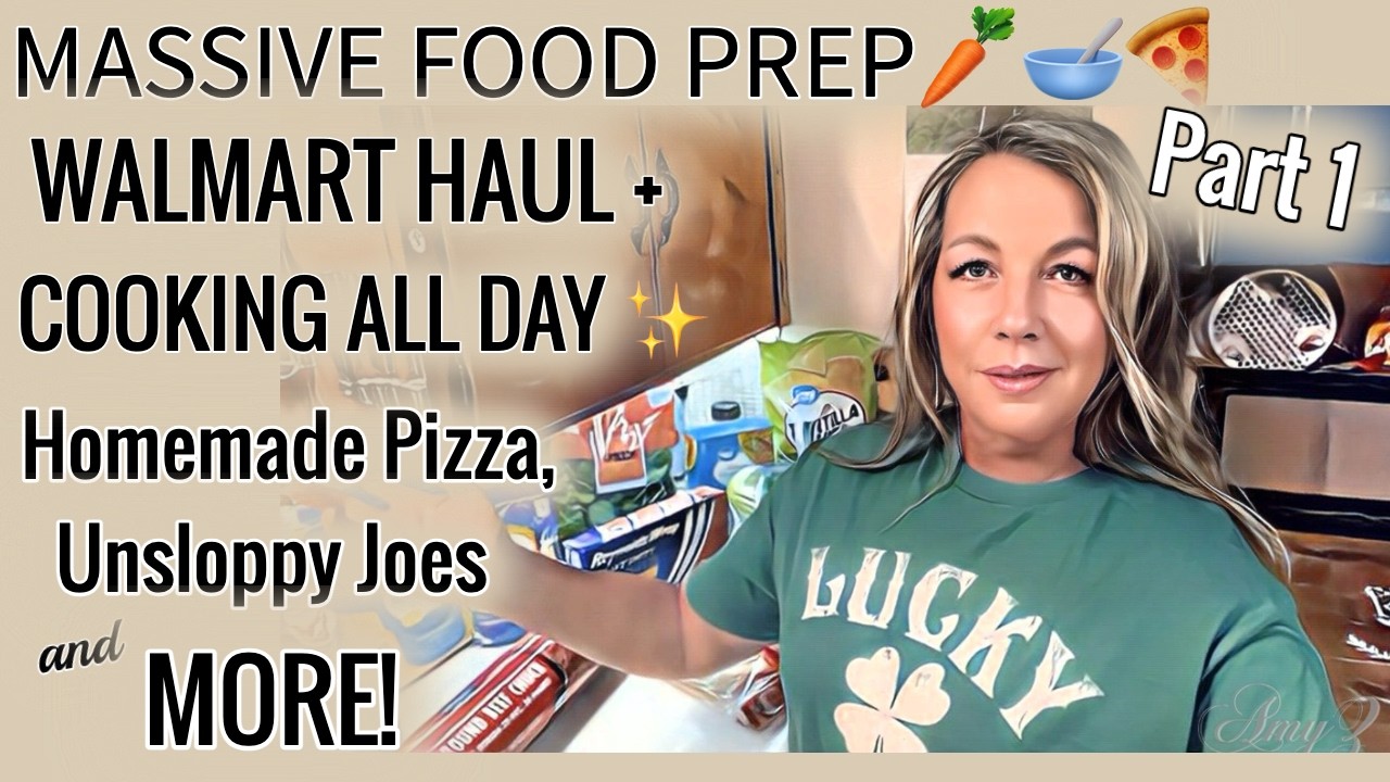 MASSIVE Food Prep Part 1 | Walmart Grocery Haul, Homemade Pizza, Unsloppy Joes & Lunch Prep
