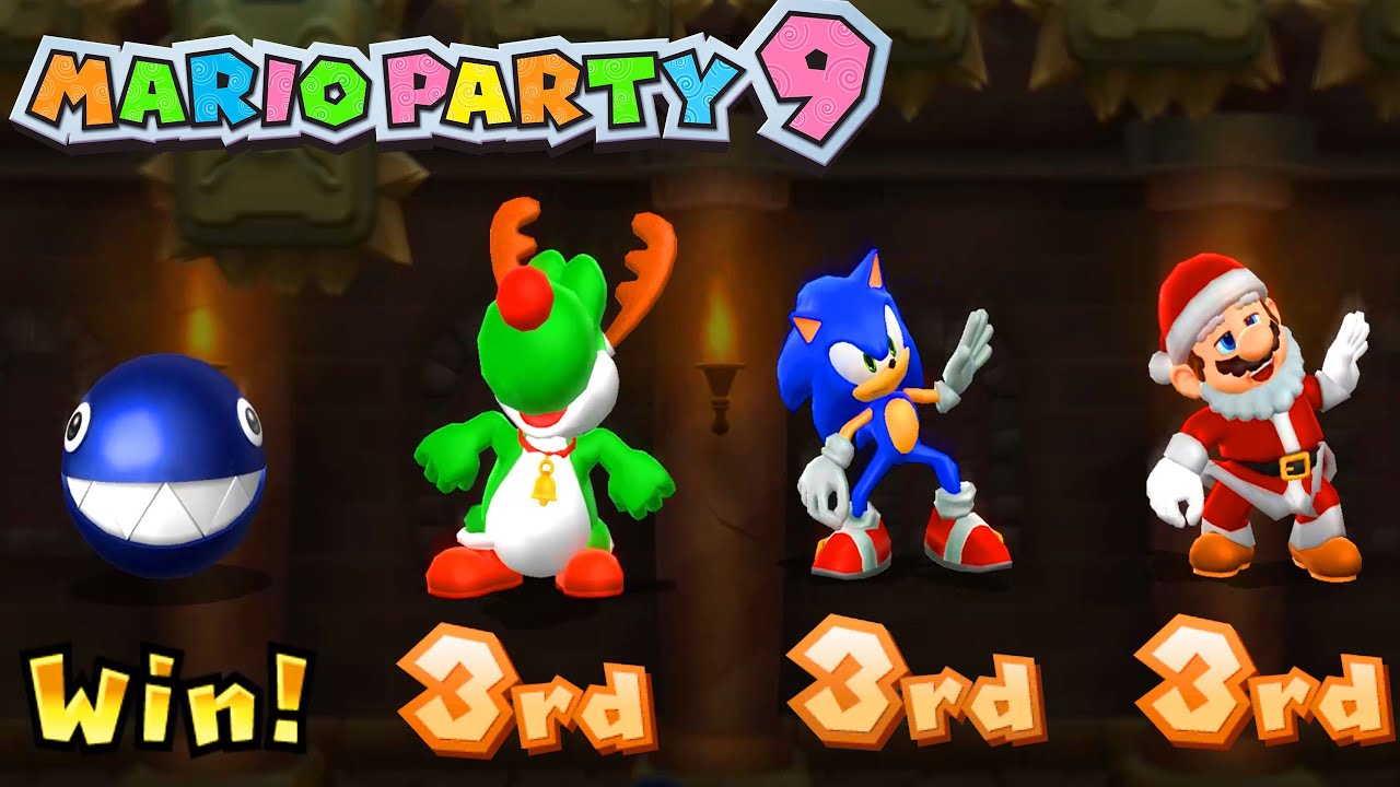Mario Party 9 Step It Up - Chain Chomp vs Yoshi vs Sonic vs Mario #MarioGame(Master Difficulty)