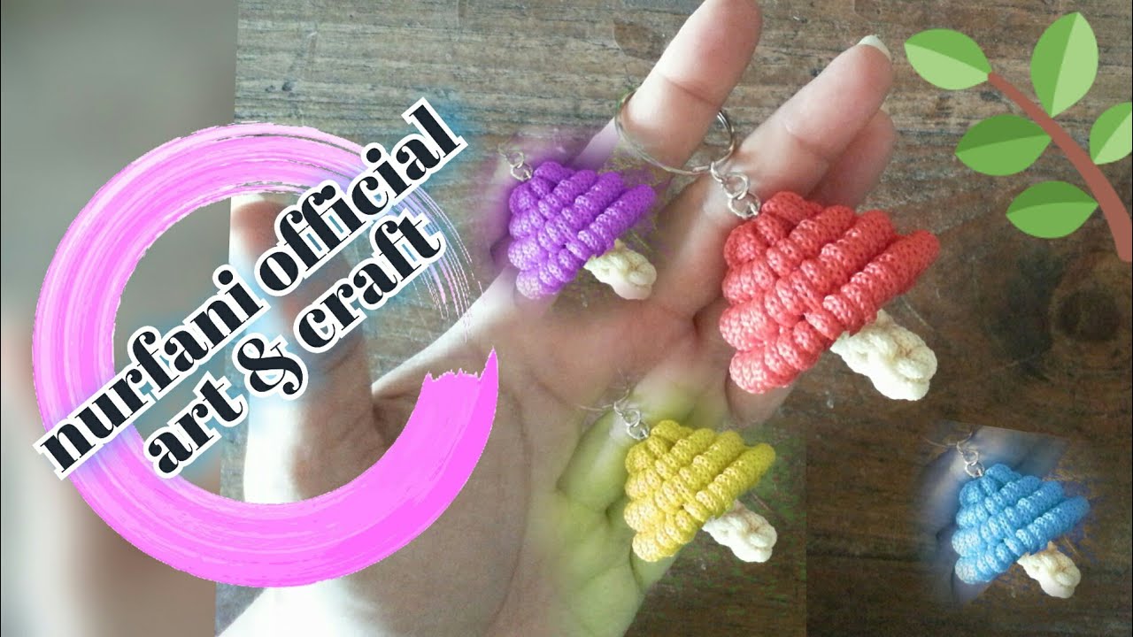 33) tutorial macrame keychain mushroom shape from rope 🍄