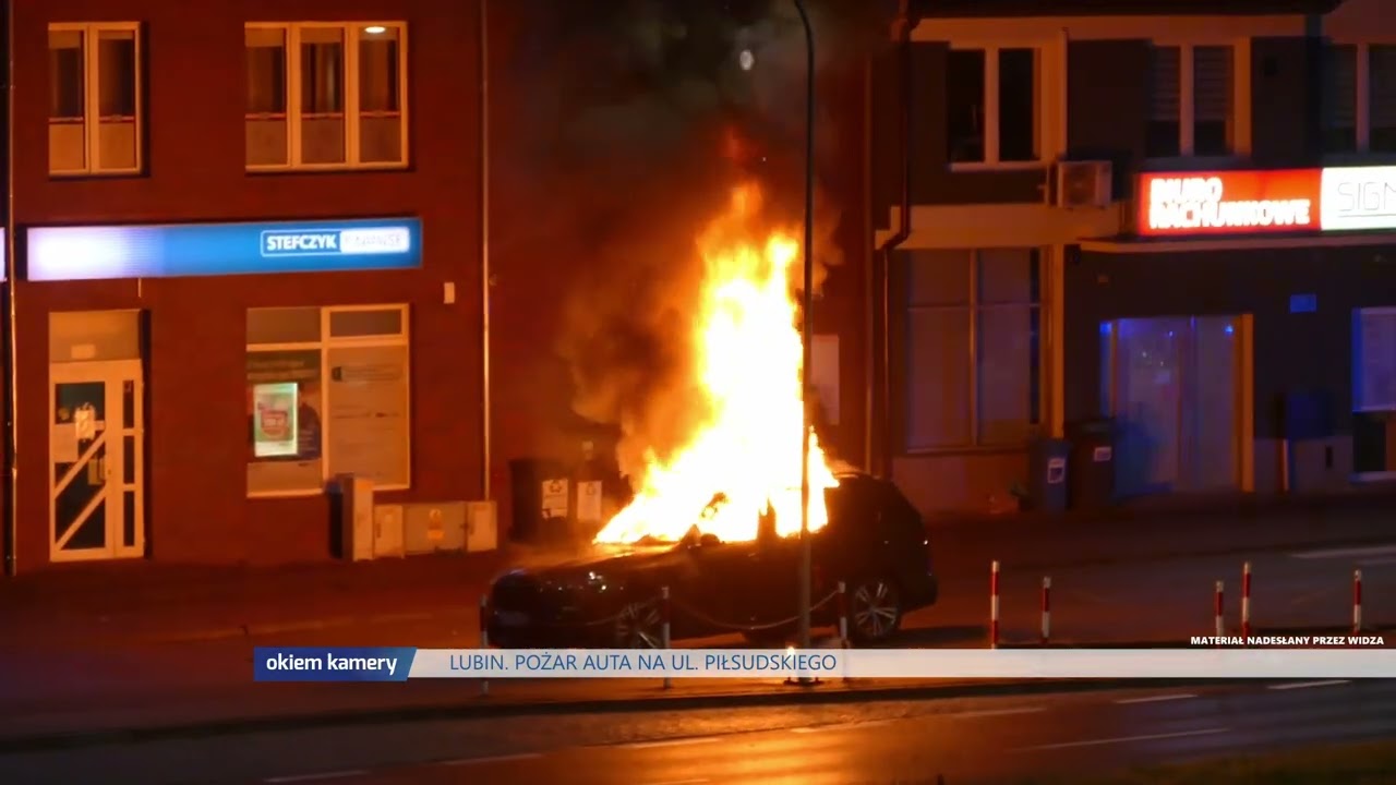 Lubin. Pożar samochodu na ul. Piłsudskiego