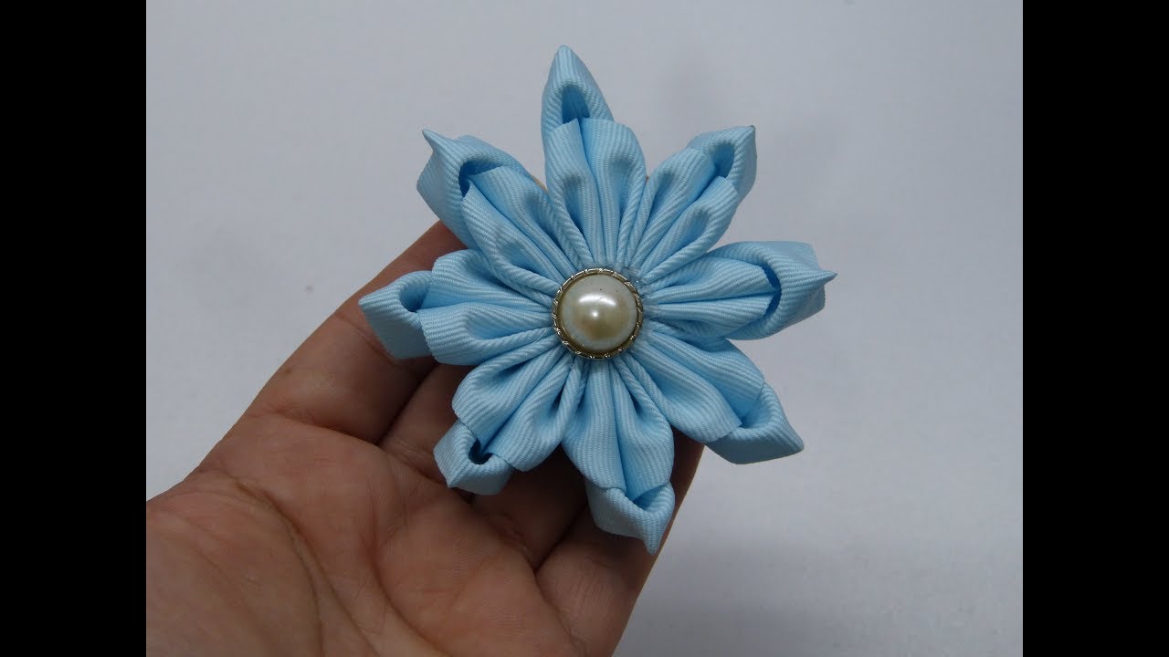 FLOR sencilla facil  economica con cinta Gros, Flores y Moños Faciles