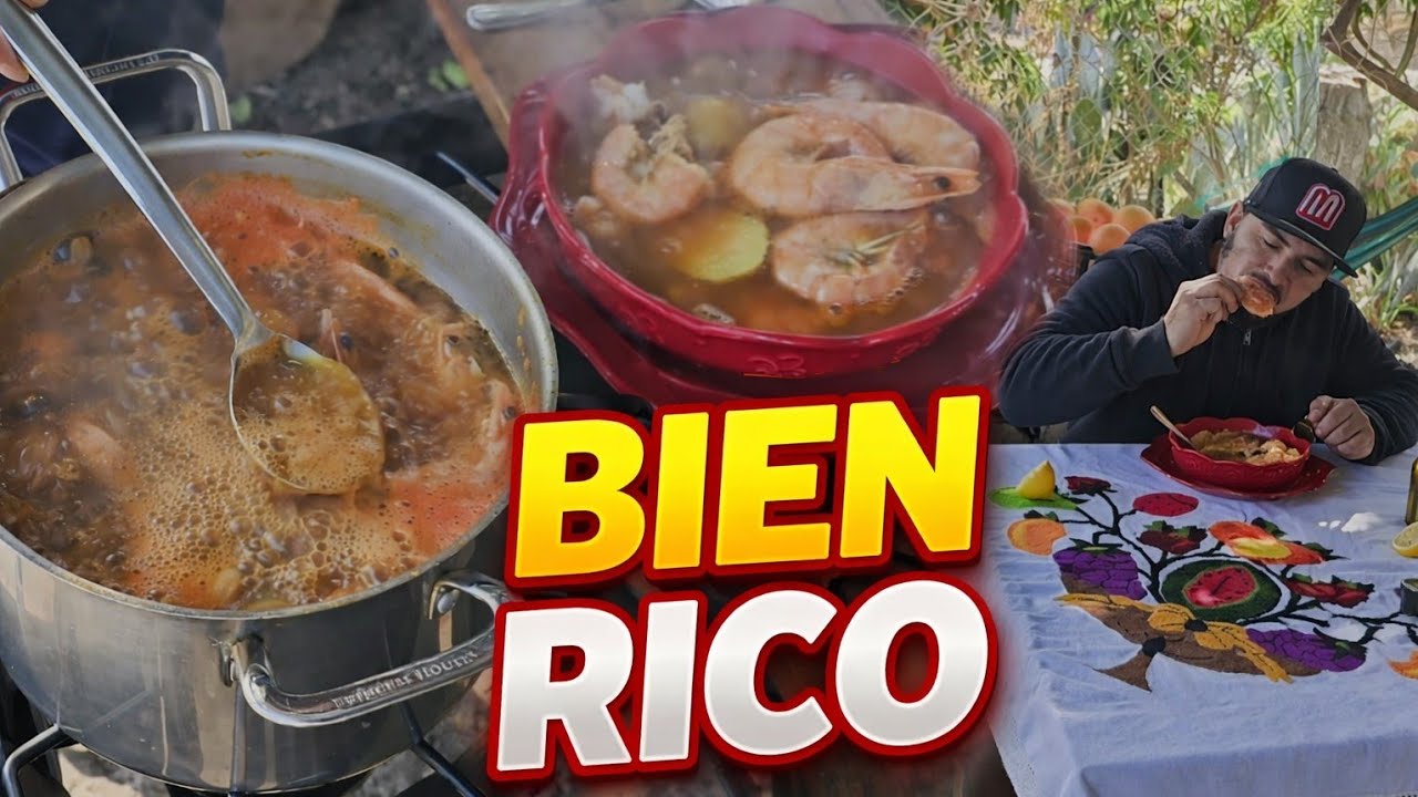 🍤 Caldo de Camarón en el Rancho Delicioso y Fácil! 