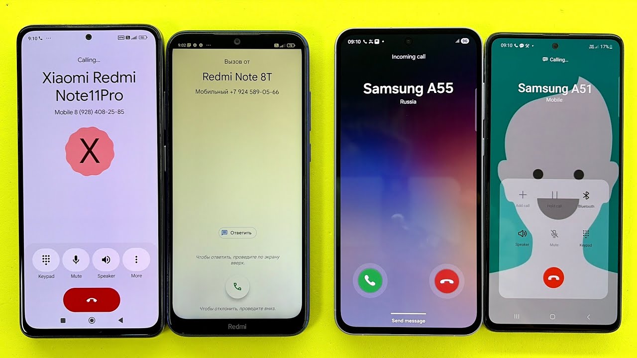 Incoming & Outgoing Calls Xiaomi Redmi Note 11Pro/ Redmi 8T Vs Samsung Galaxy A55/ Galaxy A51 