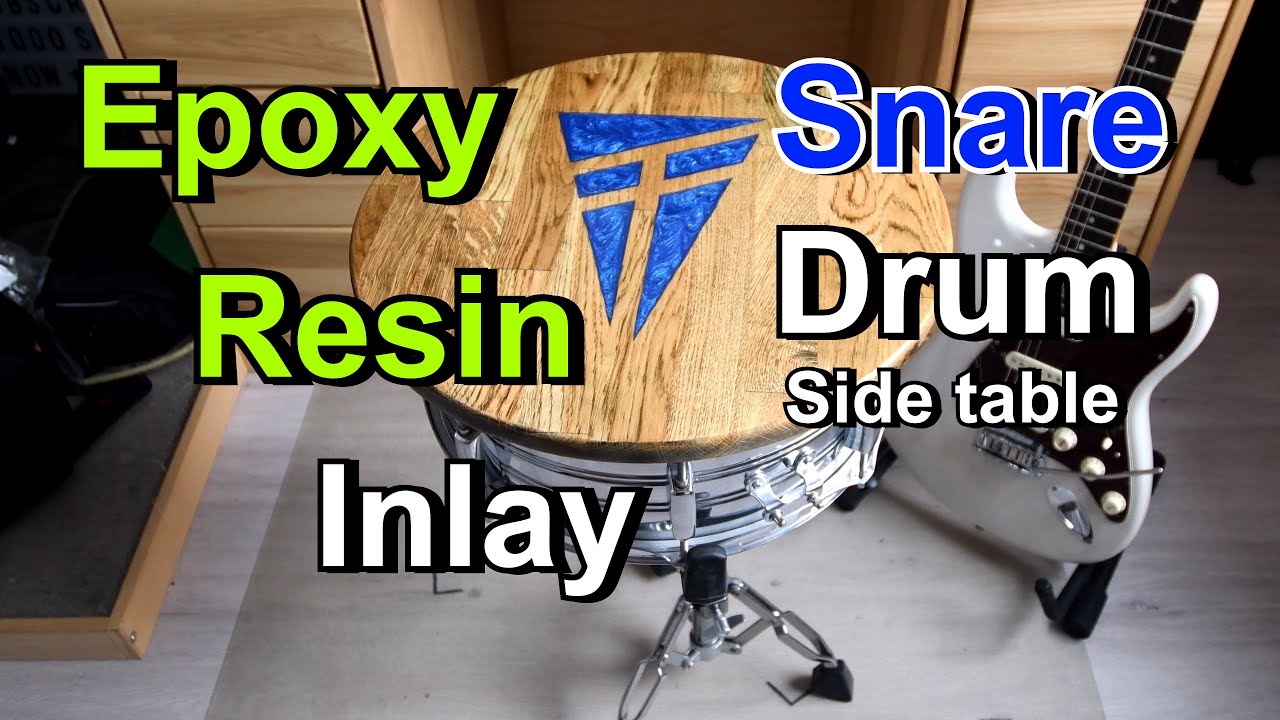 Woodworking | Epoxy resin inlay on a snare drum side table