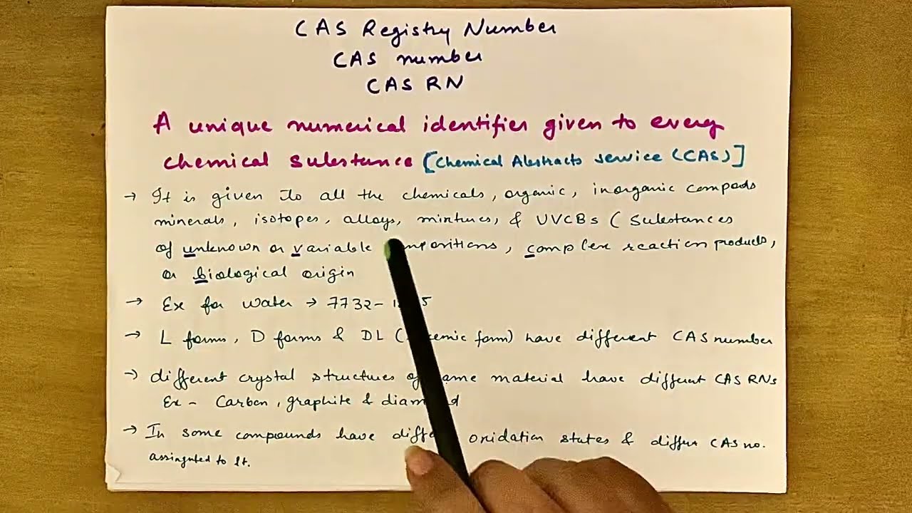 CAS REGISTRY NUMBER || CAS RN in Chemistry