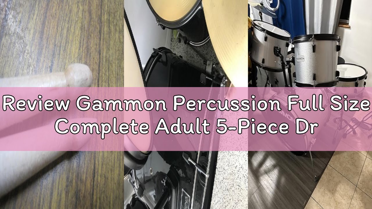 Review Gammon Percussion Full Size Complete Adult 5-Piece Drum Set with Cymbals, Stands, Stool, and