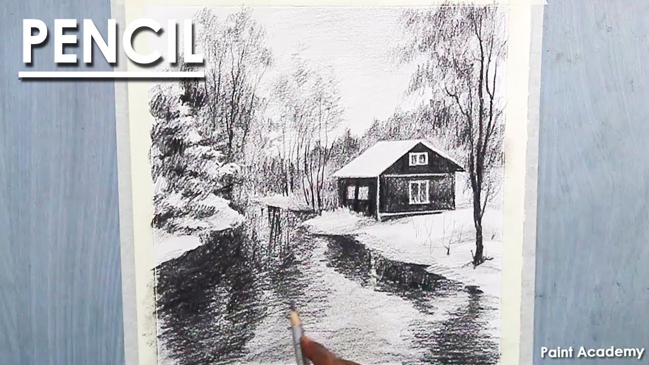 How to Draw A Winter Landscape in Pencil