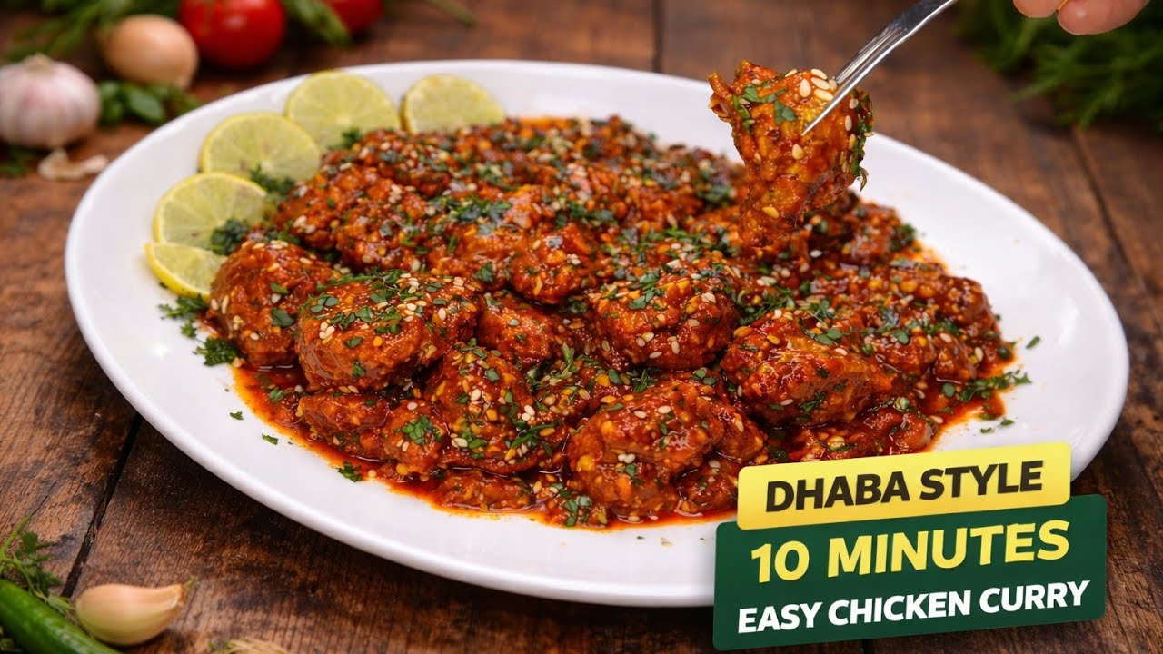 Spicy Garlic Chicken Recipe | Dhaba Style Garlic Chicken | 10 Minute Easy Chicken Curry