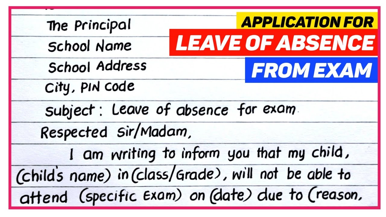 Application For Not Attending Exam By Parents || Application For Leave Of Absence From Exam