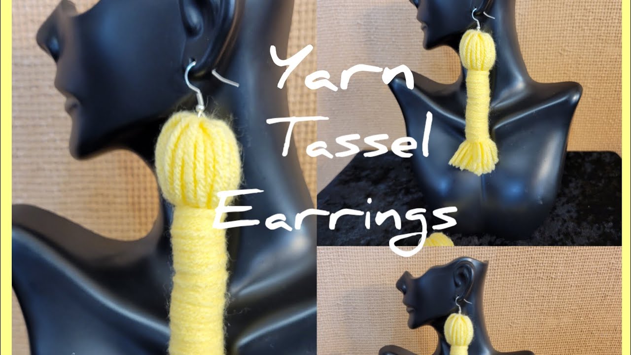 How to make Yarn Tassel Earrings #tassels #yarn #tasselearring