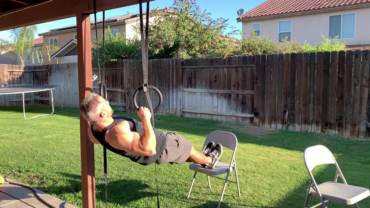 Body Weight Rows progression 2: Ring rows with feet elevated