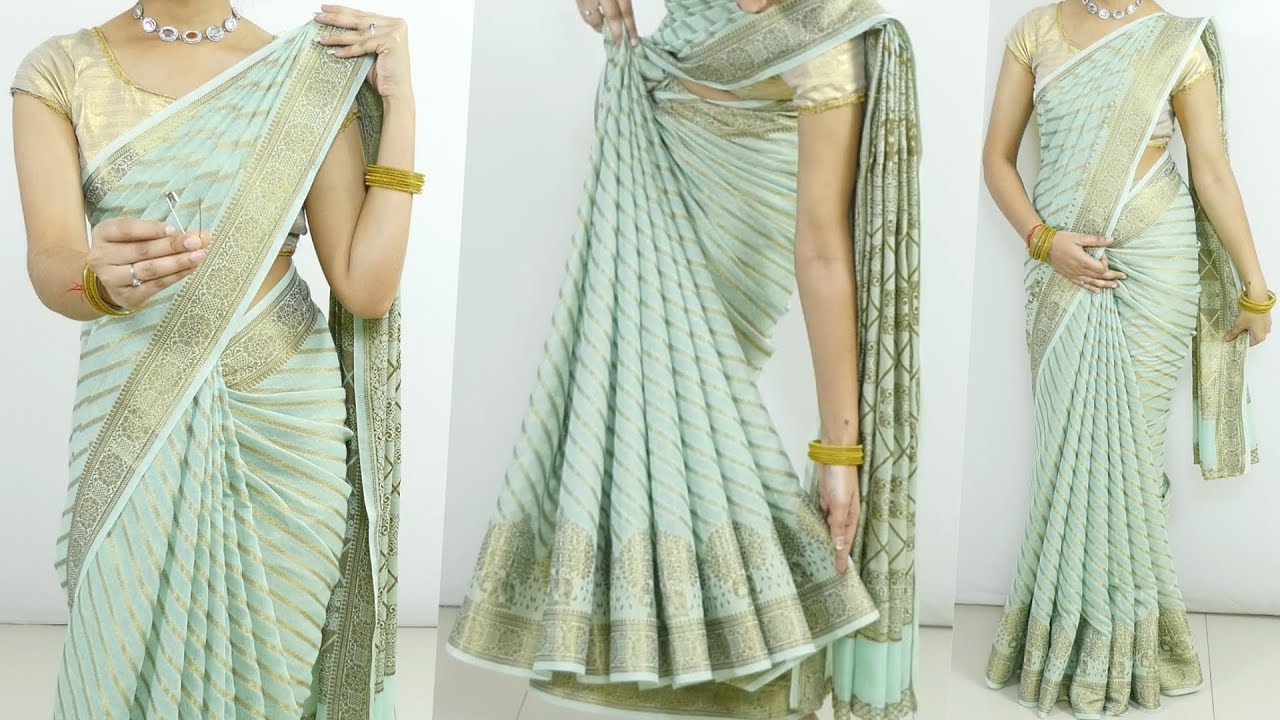 Beautiful Cotton Silk Saree Draping Tutorial for Beginners | Very Easy way to Wear Saree Perfectly