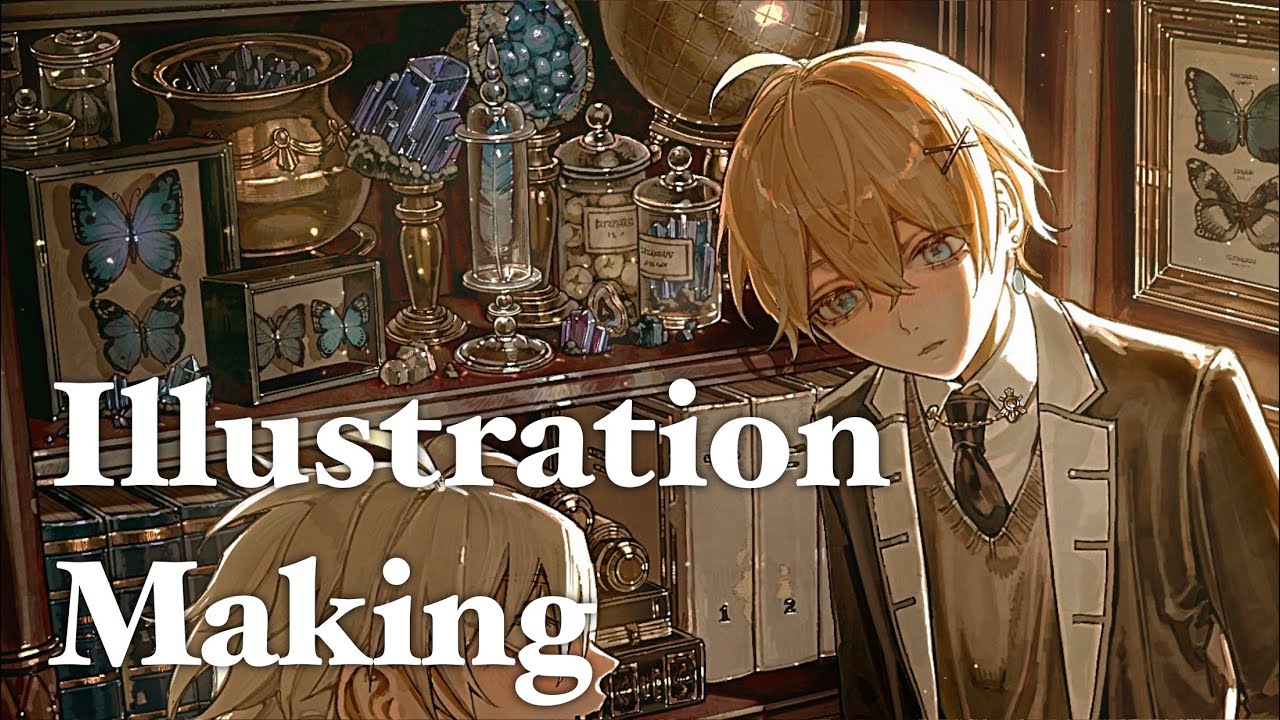 【イラストメイキング】青の図書室【解説付き】