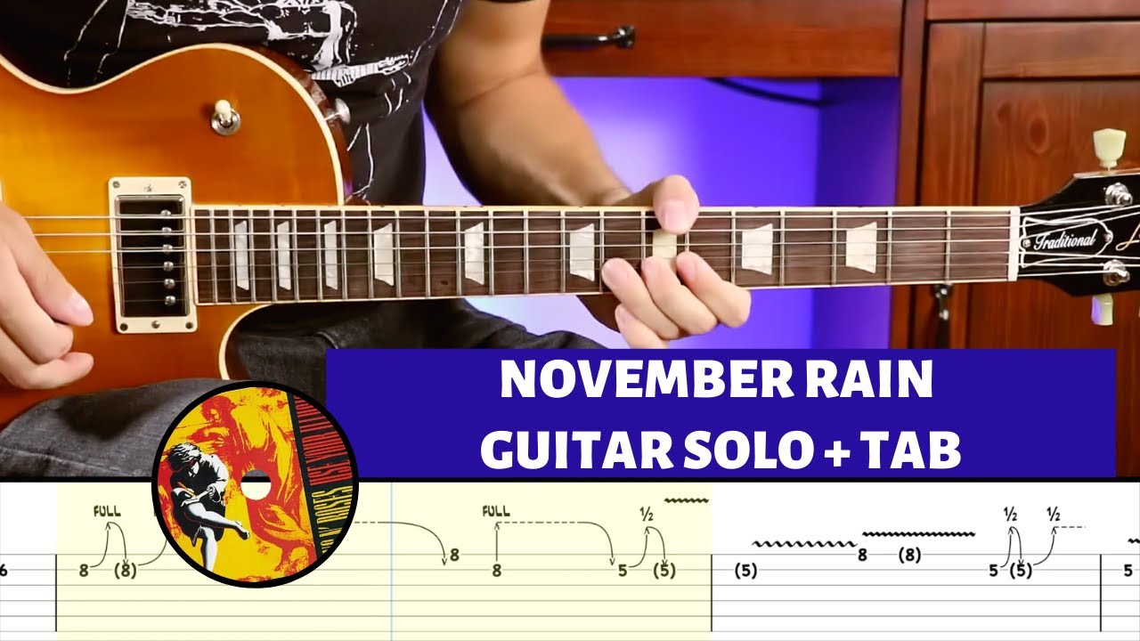 November Rain - Guns N' Roses - Guitar Solo + TAB - Lesson/Playthrough
