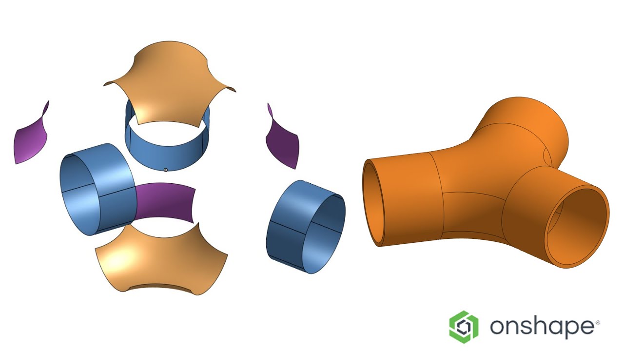 Modeling a Three-Way Pipe Joint with Surface Tools (Extrude, Split, Loft and Fill) in Onshape