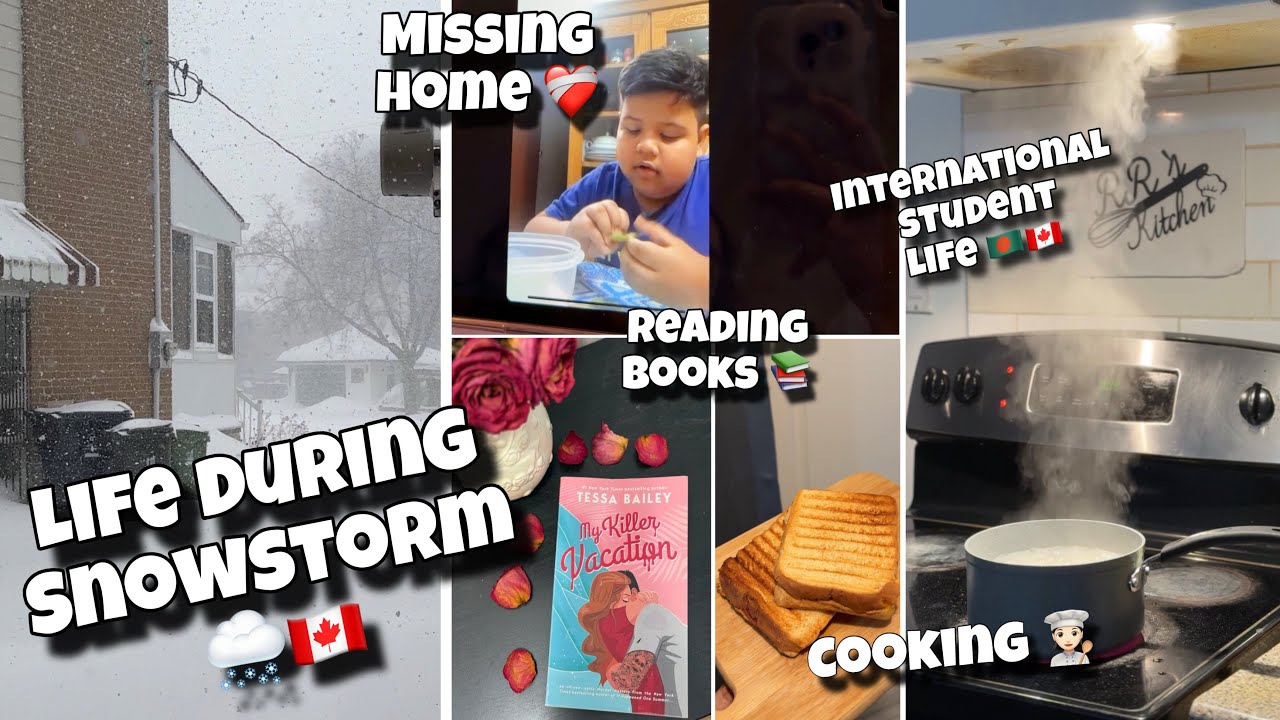 Life during Snowstorm in Toronto🌨️🇨🇦Reading Books📚Cooking👩🏻‍🍳Missing Home❤️‍🩹International Student🇧🇩