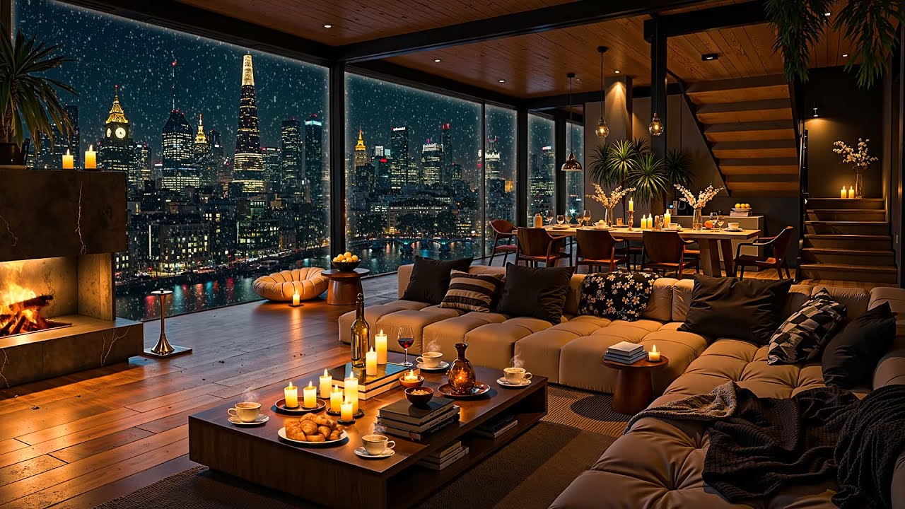 Peaceful Winter Night Vibes ❄ Luxury Apartment in London with Smooth Jazz Saxophone for Relaxation
