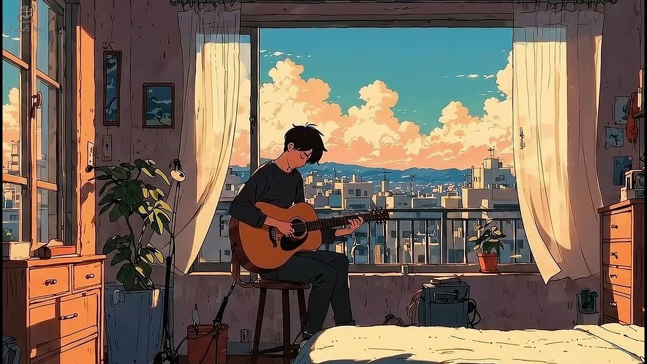🎸 Solo Guitar by the Window ~ Lofi Beats to Find Peace in the City Silence ☁️✨