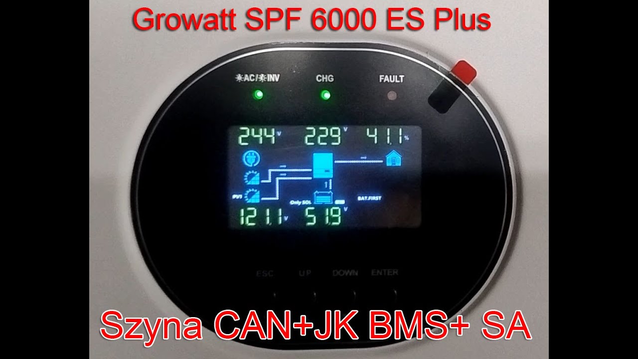 Growatt SPF 6000 ES Plus praca po szynie CAN z magazynem.
