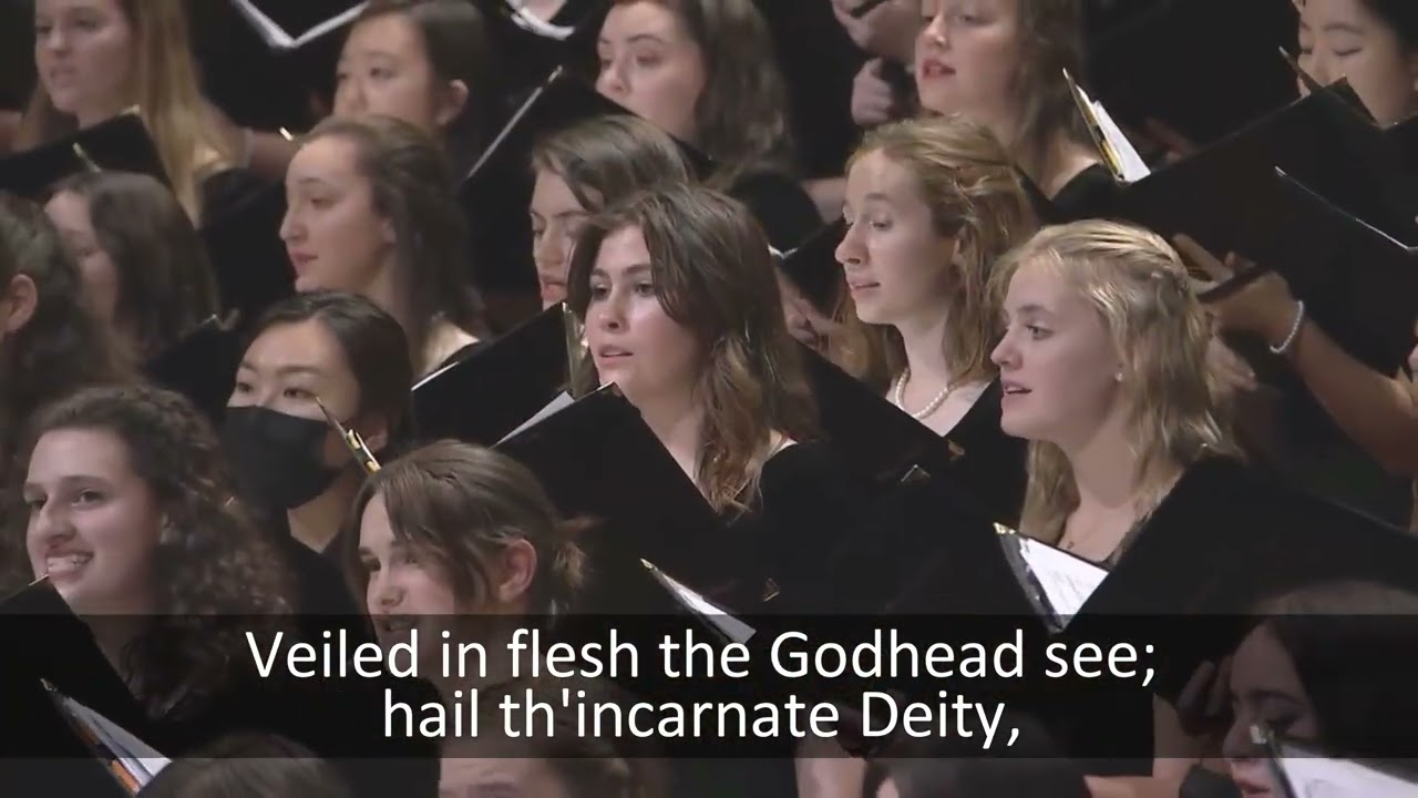 4K Hark the Herald Angels Sing with lyrics subtitles Christian worship music choir orchestra
