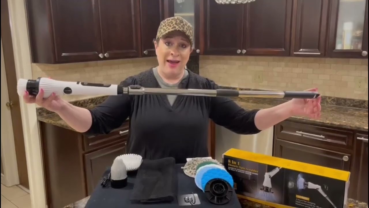 Review of Electric Spin Scrubber, Rechargeable Cleaning Brush with 8 Replaceable Brush Heads