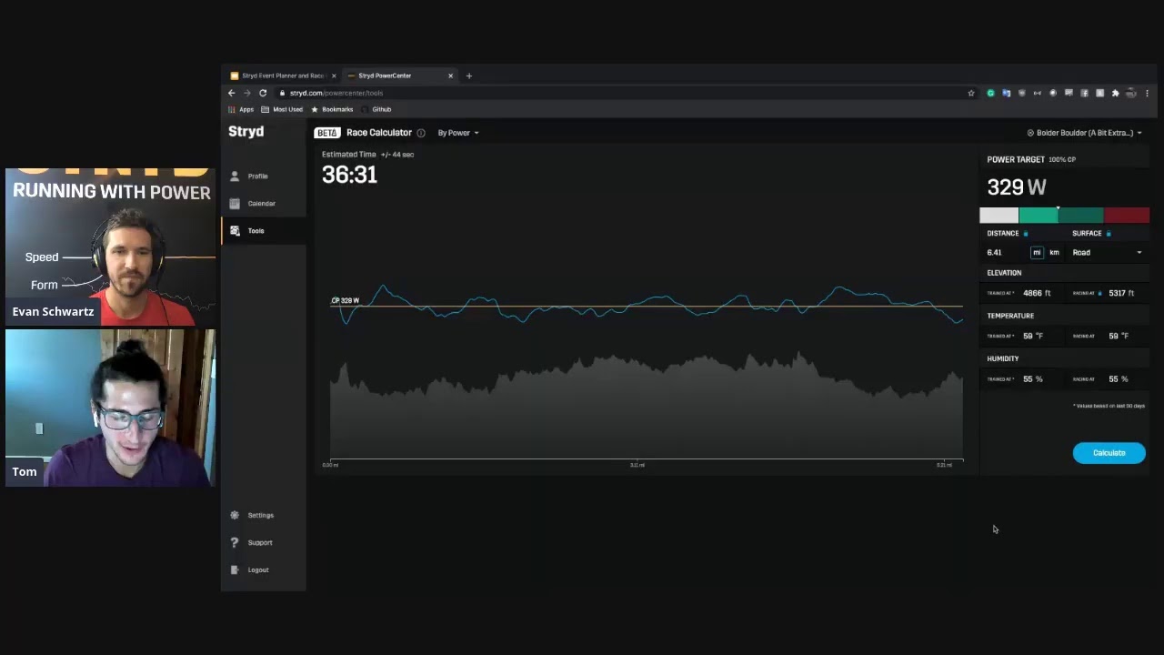 Live demo of the Race Power Calculator on PowerCenter