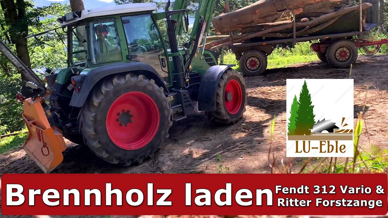 Brennholz laden mit Ritter Forstzange und Fendt 312 Vario TMS