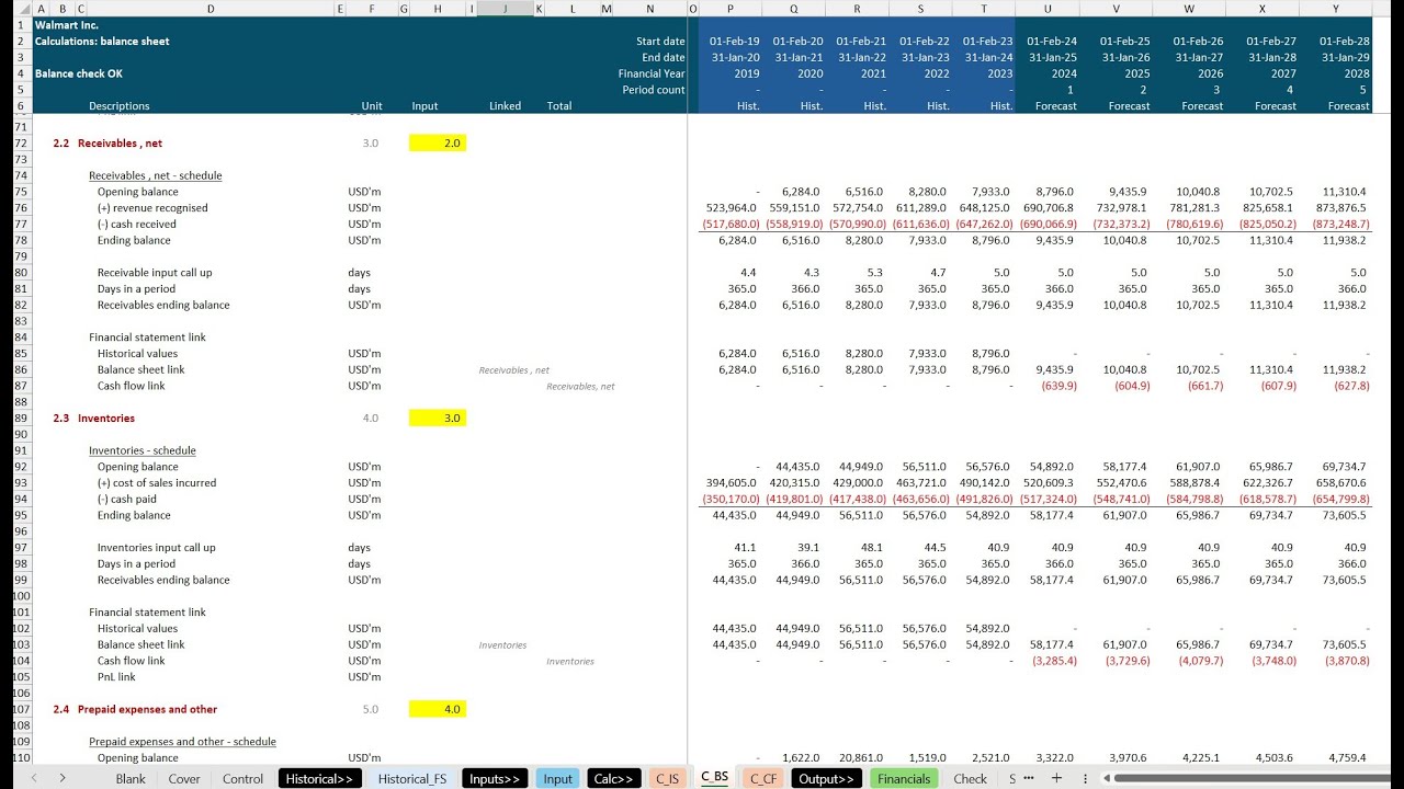 06.  Forecasting balance sheet assumptions and schedule calculations