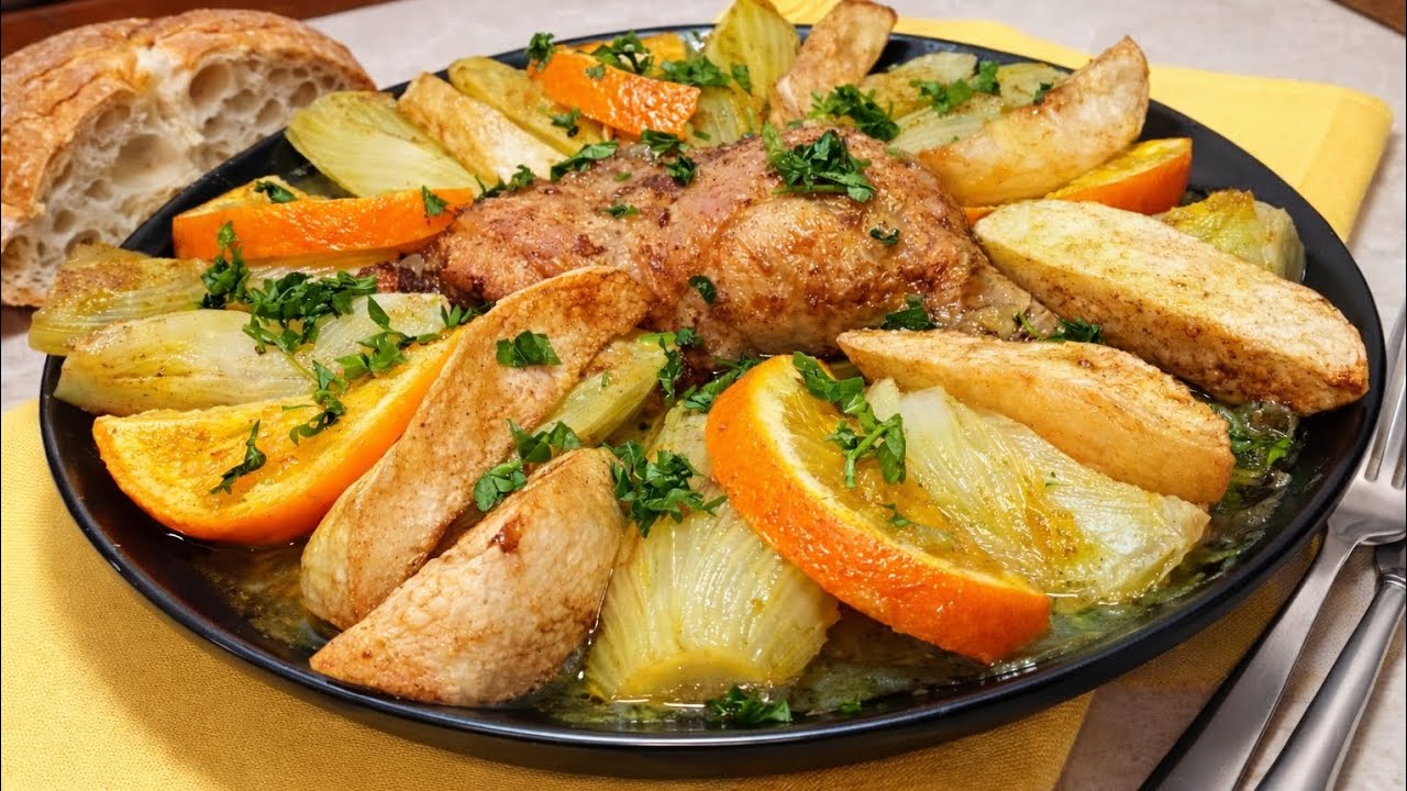 🌐أطباق رمضان تفتح النفس قبل ما يتذاق 🤤🔥 دجاج محمّر مع خضر معسّلة ولمسة برتقال تعطي نكهة ما تتنساش