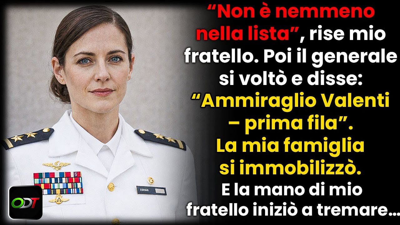 Alla cerimonia di mio fratello non ero in lista—poi disse; «Benvenuto, Ammiraglio Hayes»