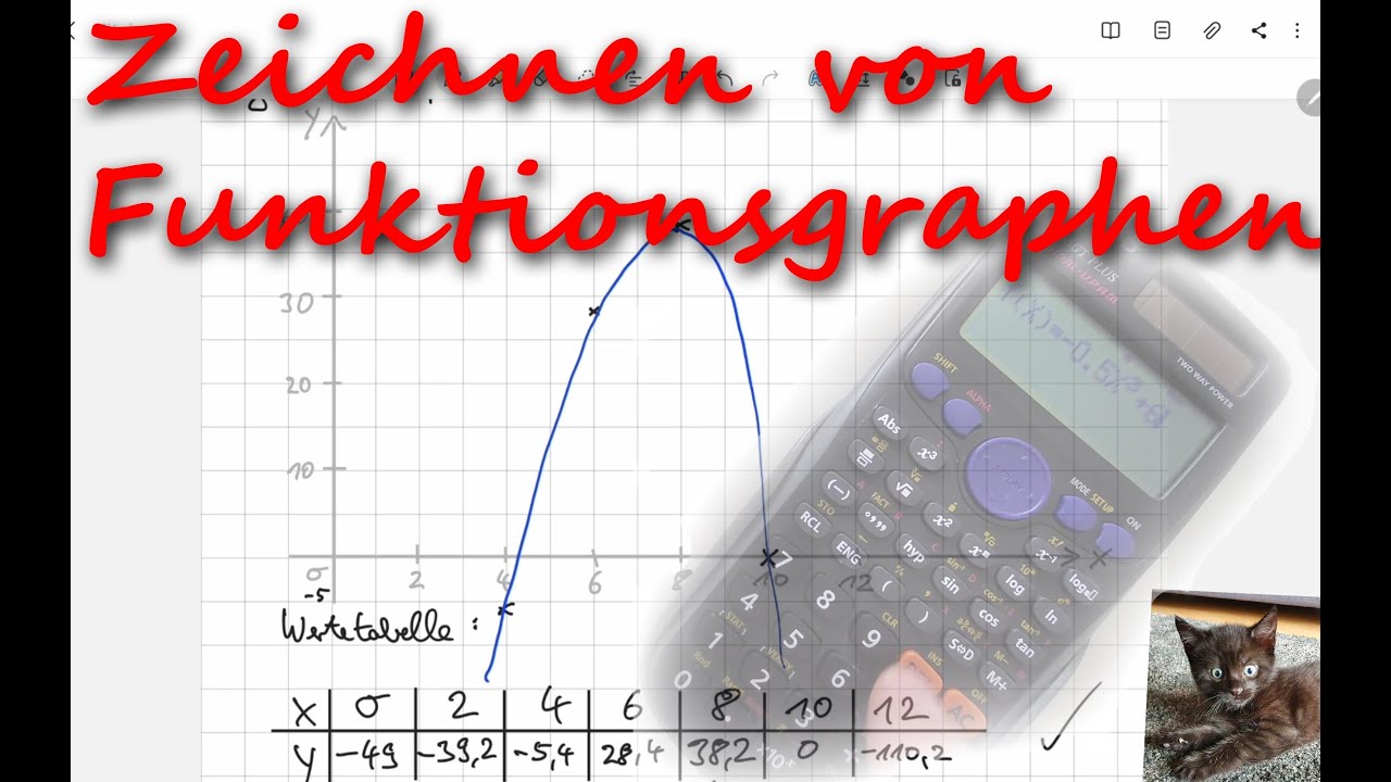 Zeichnen von Funktionen für Beginner (Wertetabelle mit Casio Table-Funktion TR ins Koordinatenkreuz)