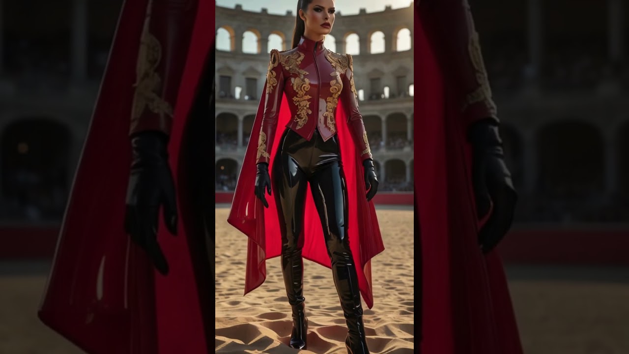 Latex Matador | Spanish Tradition Meets Futuristic Couture in Crimson & Black 🐂✨