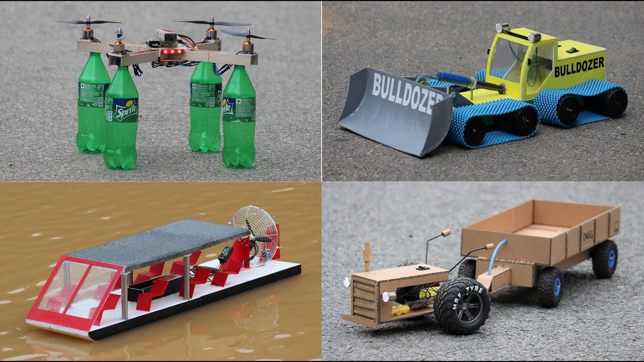 4 Amazing Things You Can Do At Home - Tractor - Drone - Boat - Bulldozer - 4 Things You Can Do It