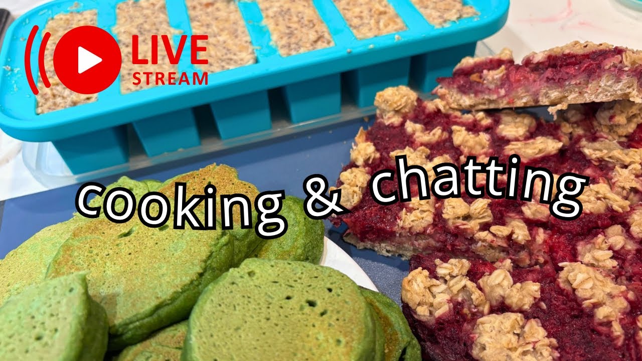 Live cooking show: making strawberry oat bars, oatmeal, and hulk pancakes
