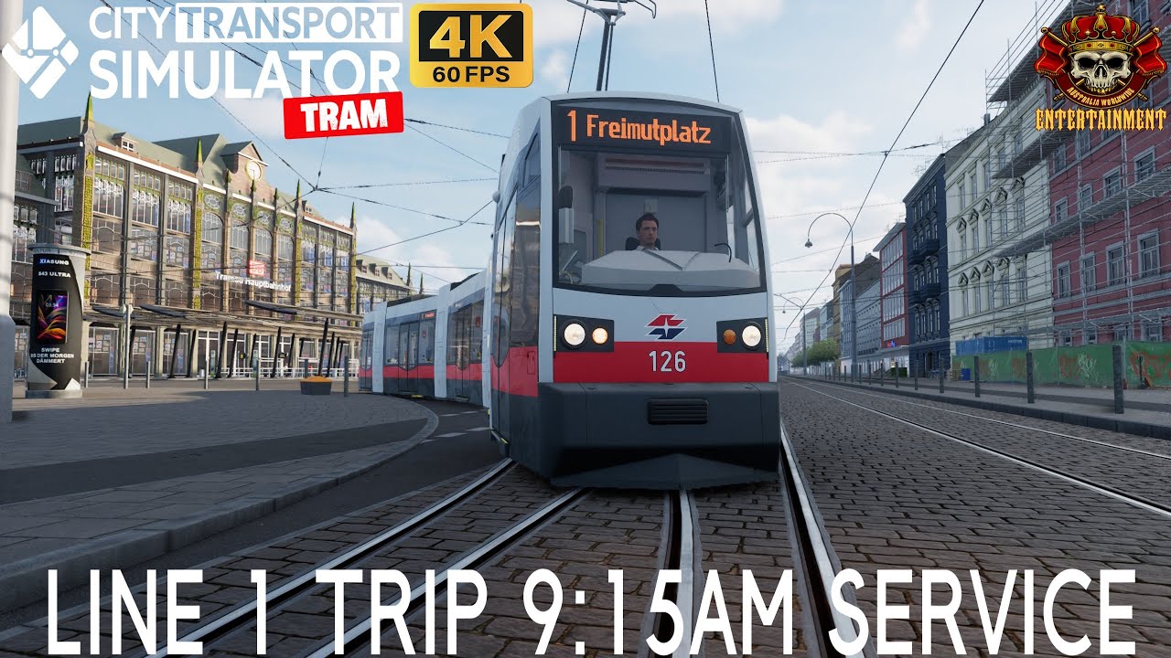 City Transport Simulator : Tram - Line 1 Service at  9:15am - 4K 60FPS HD #ctstram #trams #traimsim