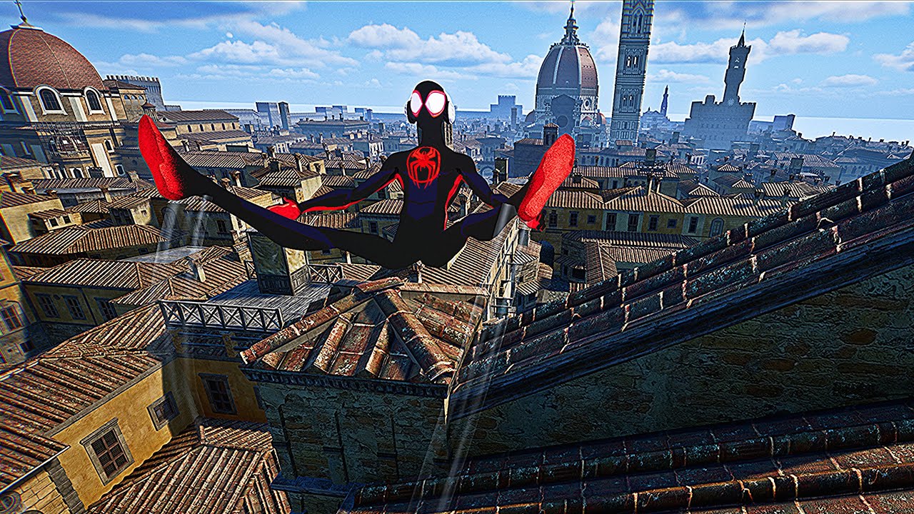 Miles Morales goes FREERUNNING in Florence | Rooftops & Alleys 4K Gameplay